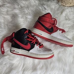 Air force 1 high, LV8 Atlanta red white boys Nike Jordans ATL size 5Y 5 adult 7
